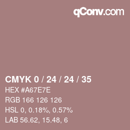 カラーコード: CMYK 0 / 24 / 24 / 35 | qconv.com