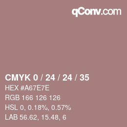 カラーコード: CMYK 0 / 24 / 24 / 35 | qconv.com