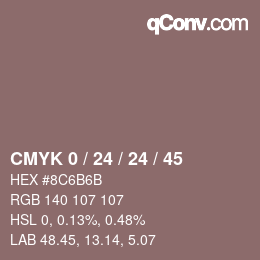 カラーコード: CMYK 0 / 24 / 24 / 45 | qconv.com