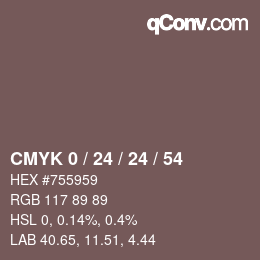 カラーコード: CMYK 0 / 24 / 24 / 54 | qconv.com