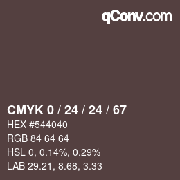 カラーコード: CMYK 0 / 24 / 24 / 67 | qconv.com