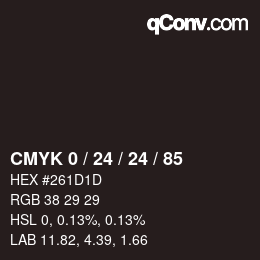 カラーコード: CMYK 0 / 24 / 24 / 85 | qconv.com