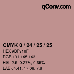 カラーコード: CMYK 0 / 24 / 25 / 25 | qconv.com