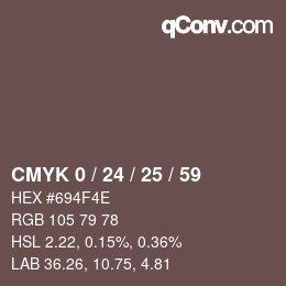 颜色代码: CMYK 0 / 24 / 25 / 59 | qconv.com
