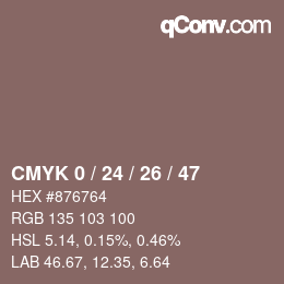 カラーコード: CMYK 0 / 24 / 26 / 47 | qconv.com