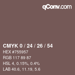 Color code: CMYK 0 / 24 / 26 / 54 | qconv.com
