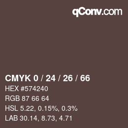 Color code: CMYK 0 / 24 / 26 / 66 | qconv.com
