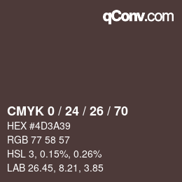 颜色代码: CMYK 0 / 24 / 26 / 70 | qconv.com