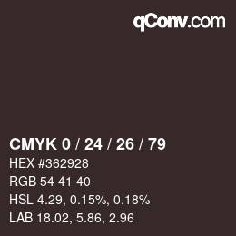 カラーコード: CMYK 0 / 24 / 26 / 79 | qconv.com