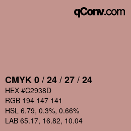 カラーコード: CMYK 0 / 24 / 27 / 24 | qconv.com
