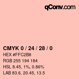 カラーコード: CMYK 0 / 24 / 28 / 0 | qconv.com