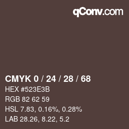 カラーコード: CMYK 0 / 24 / 28 / 68 | qconv.com