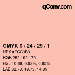 カラーコード: CMYK 0 / 24 / 29 / 1 | qconv.com