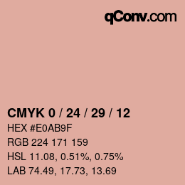 カラーコード: CMYK 0 / 24 / 29 / 12 | qconv.com