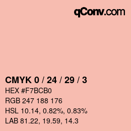 カラーコード: CMYK 0 / 24 / 29 / 3 | qconv.com