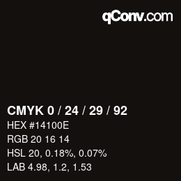 颜色代码: CMYK 0 / 24 / 29 / 92 | qconv.com