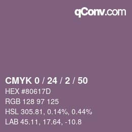 カラーコード: CMYK 0 / 24 / 2 / 50 | qconv.com