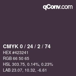 カラーコード: CMYK 0 / 24 / 2 / 74 | qconv.com