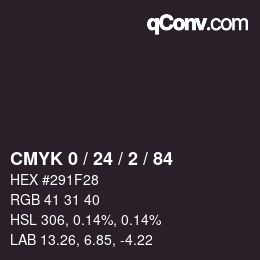 カラーコード: CMYK 0 / 24 / 2 / 84 | qconv.com