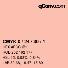 カラーコード: CMYK 0 / 24 / 30 / 1 | qconv.com