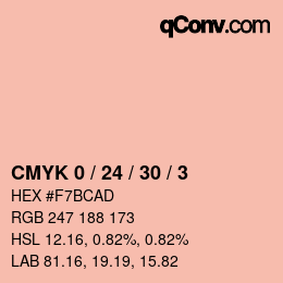 カラーコード: CMYK 0 / 24 / 30 / 3 | qconv.com