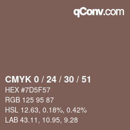 Color code: CMYK 0 / 24 / 30 / 51 | qconv.com