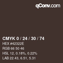 Color code: CMYK 0 / 24 / 30 / 74 | qconv.com