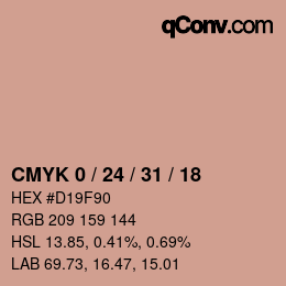 カラーコード: CMYK 0 / 24 / 31 / 18 | qconv.com