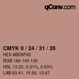 カラーコード: CMYK 0 / 24 / 31 / 26 | qconv.com