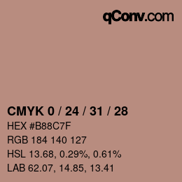 Farbcode: CMYK 0 / 24 / 31 / 28 | qconv.com