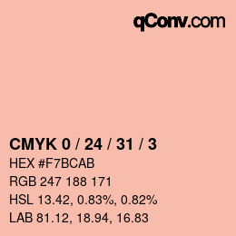 カラーコード: CMYK 0 / 24 / 31 / 3 | qconv.com