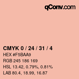 カラーコード: CMYK 0 / 24 / 31 / 4 | qconv.com