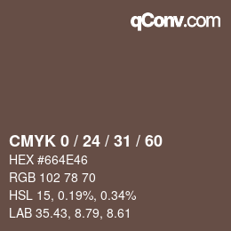 カラーコード: CMYK 0 / 24 / 31 / 60 | qconv.com