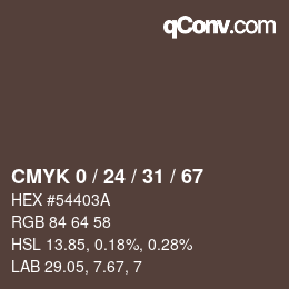 颜色代码: CMYK 0 / 24 / 31 / 67 | qconv.com
