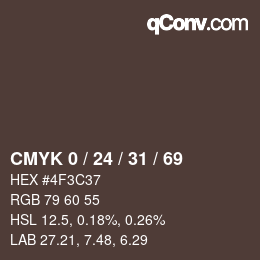 Color code: CMYK 0 / 24 / 31 / 69 | qconv.com