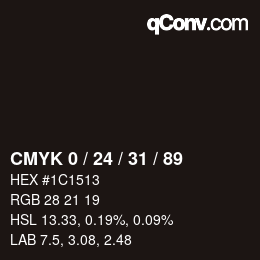 Color code: CMYK 0 / 24 / 31 / 89 | qconv.com