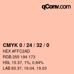 カラーコード: CMYK 0 / 24 / 32 / 0 | qconv.com