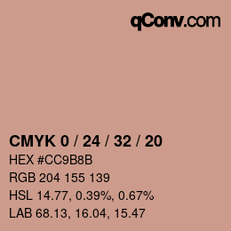 カラーコード: CMYK 0 / 24 / 32 / 20 | qconv.com