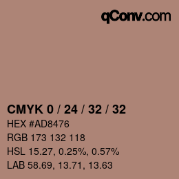 カラーコード: CMYK 0 / 24 / 32 / 32 | qconv.com
