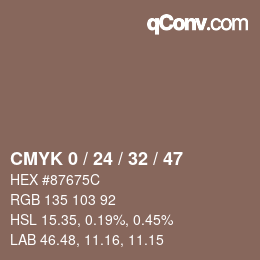 Farbcode: CMYK 0 / 24 / 32 / 47 | qconv.com