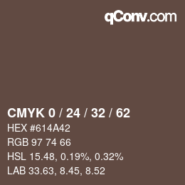 Color code: CMYK 0 / 24 / 32 / 62 | qconv.com