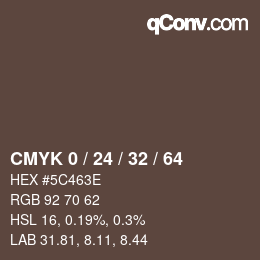カラーコード: CMYK 0 / 24 / 32 / 64 | qconv.com
