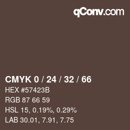 カラーコード: CMYK 0 / 24 / 32 / 66 | qconv.com