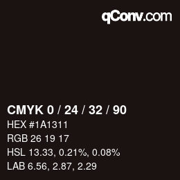 颜色代码: CMYK 0 / 24 / 32 / 90 | qconv.com