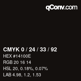 カラーコード: CMYK 0 / 24 / 33 / 92 | qconv.com