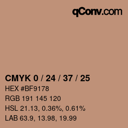 カラーコード: CMYK 0 / 24 / 37 / 25 | qconv.com