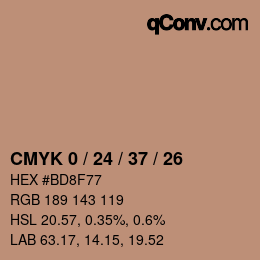 カラーコード: CMYK 0 / 24 / 37 / 26 | qconv.com