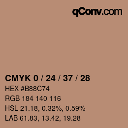 カラーコード: CMYK 0 / 24 / 37 / 28 | qconv.com