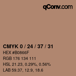 カラーコード: CMYK 0 / 24 / 37 / 31 | qconv.com
