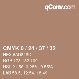 カラーコード: CMYK 0 / 24 / 37 / 32 | qconv.com